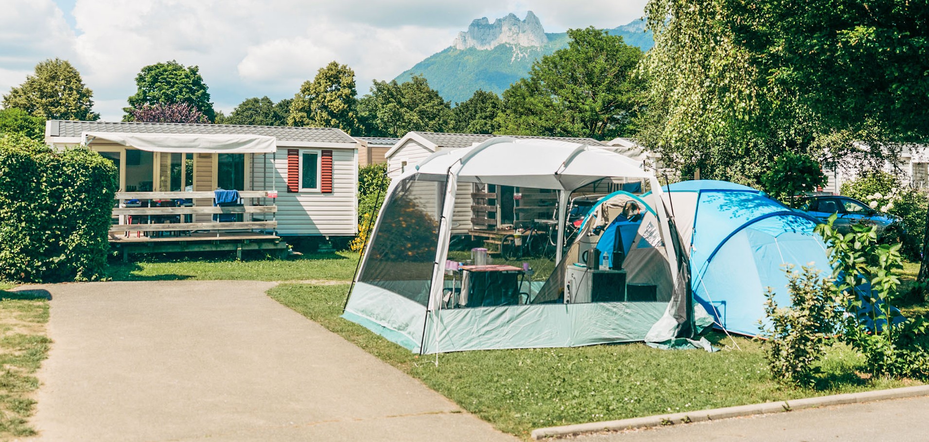 tent on pitch camping lac annecy
