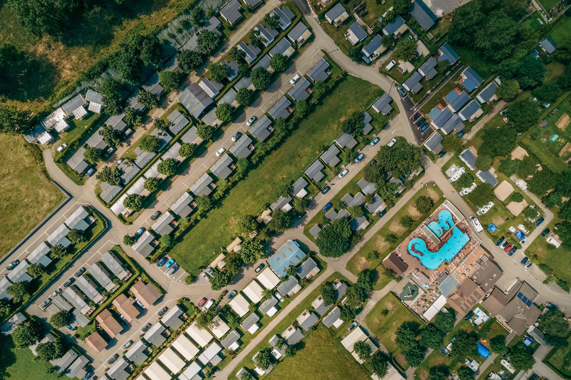 luchtfoto verhuur stacaravan camping les fontaines