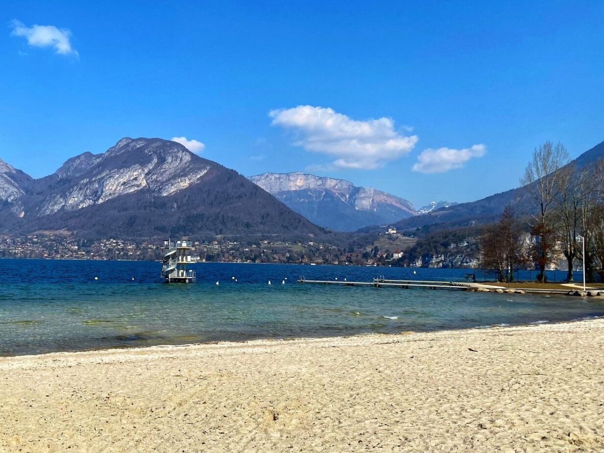 nager au lac plage